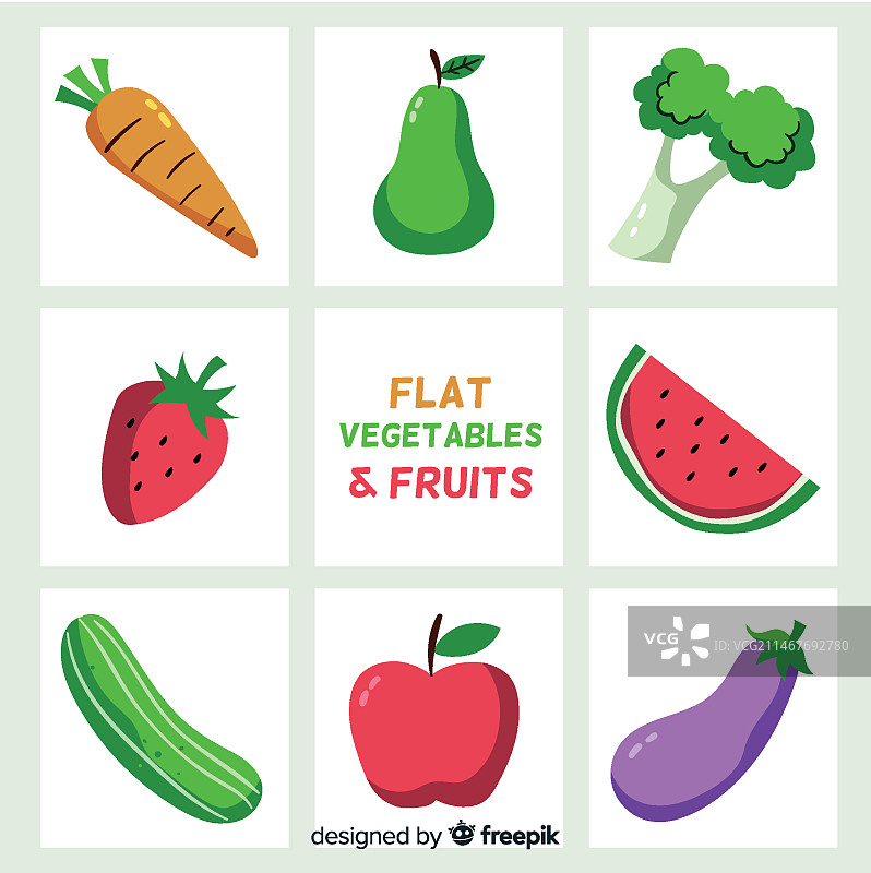 扁平风格的蔬菜和水果背景图片素材