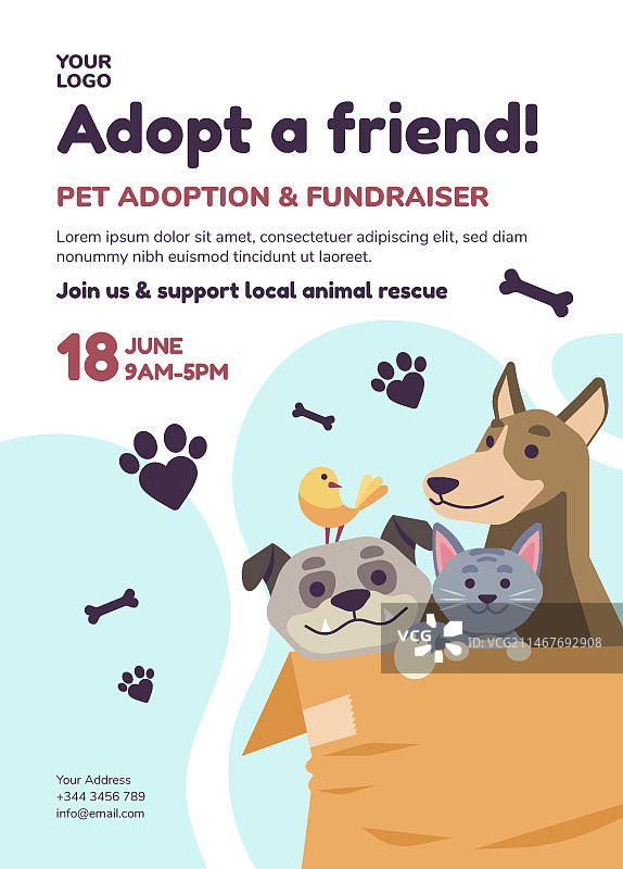 从收容所领养宠物宣传单模板图片素材