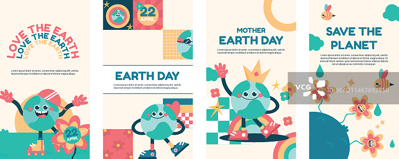 扁平风格世界地球日Instagram快拍合集图片素材