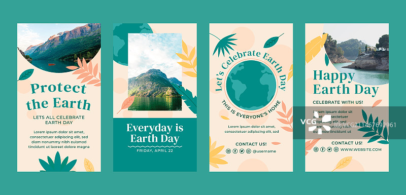 扁平风格世界地球日Instagram快拍合集图片素材