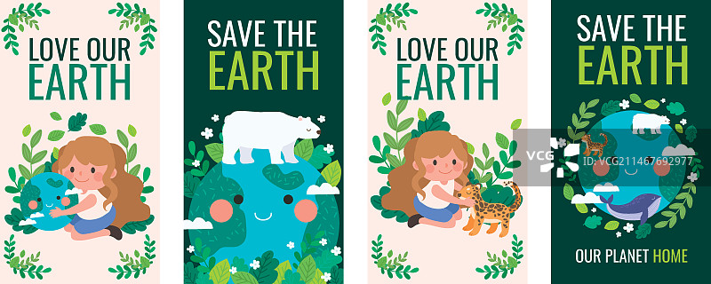 手绘地球日Instagram故事集锦图片素材