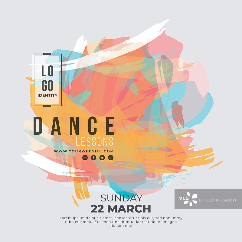 舞蹈课程方形宣传单模板图片素材