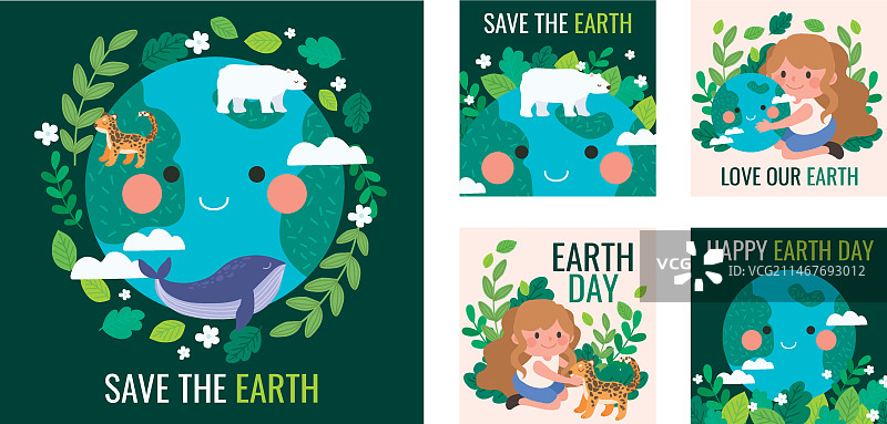 手绘地球日Instagram帖子图片素材