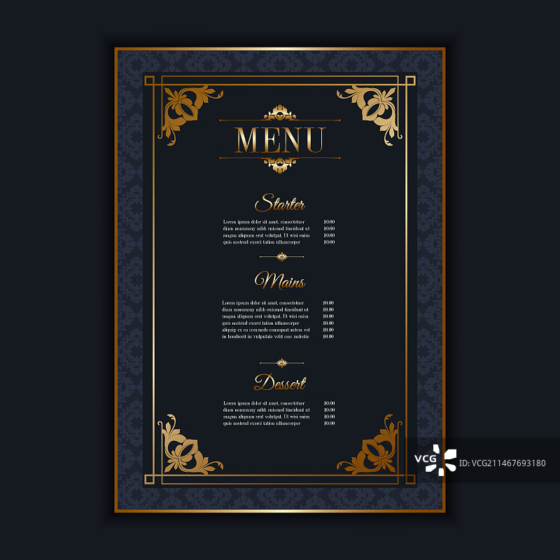 优雅的餐厅菜单模板图片素材