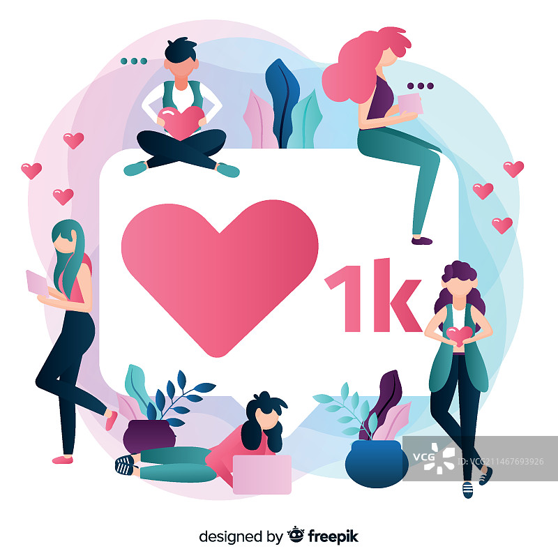 社交媒体上的1000名粉丝图片素材