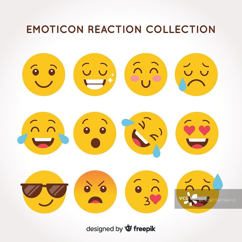 扁平表情符号反应合集图片素材