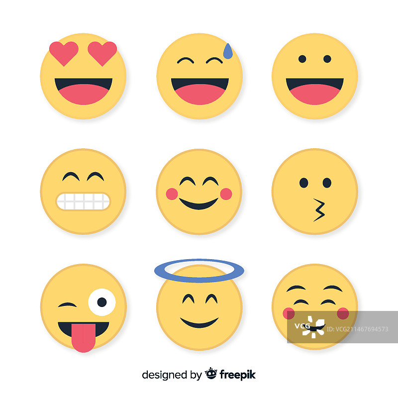 扁平表情符号反应合集图片素材