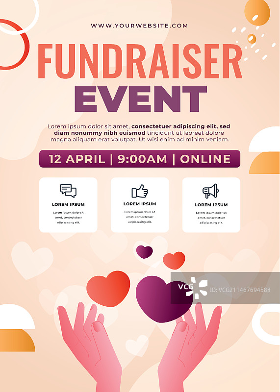 渐变色慈善筹款宣传单模板图片素材