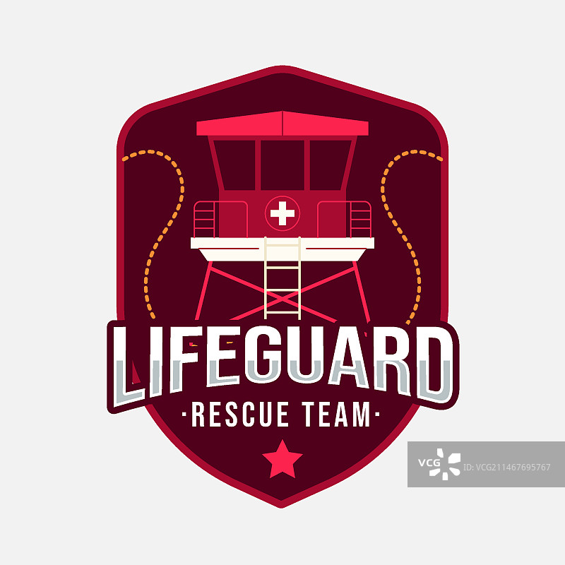 手绘扁平风救生员logo图片素材