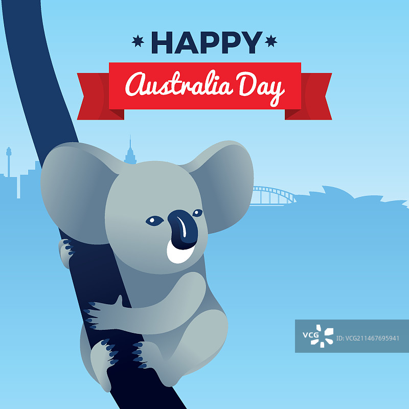 考拉澳大利亚日扁平插画图片素材