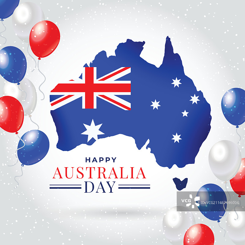 澳大利亚地图和气球上的澳大利亚日图片素材