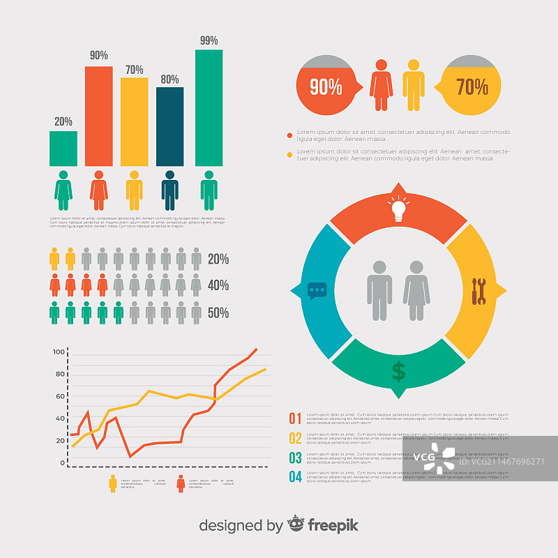 关于人口和居民的统计信息图设计图片素材