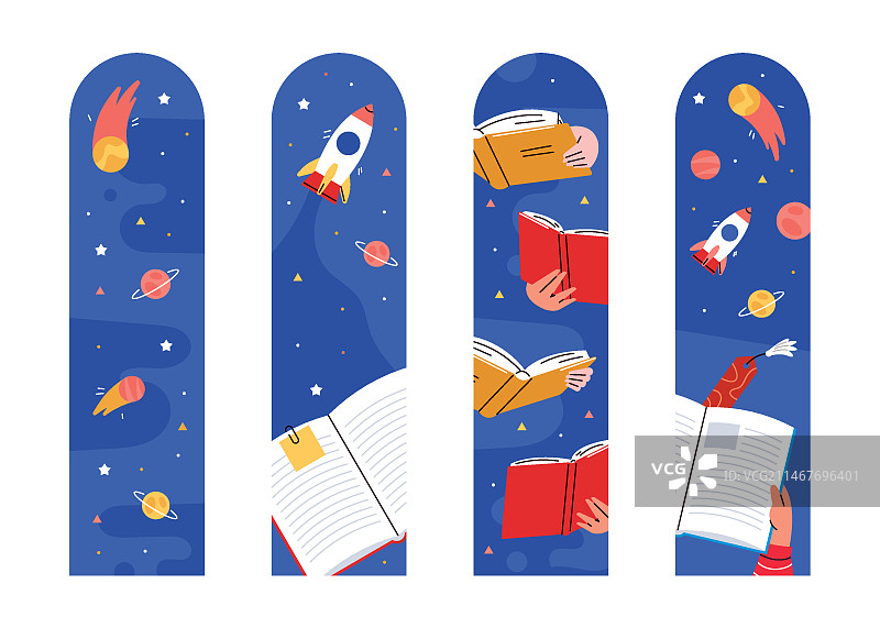 手绘扁平风书签合集图片素材