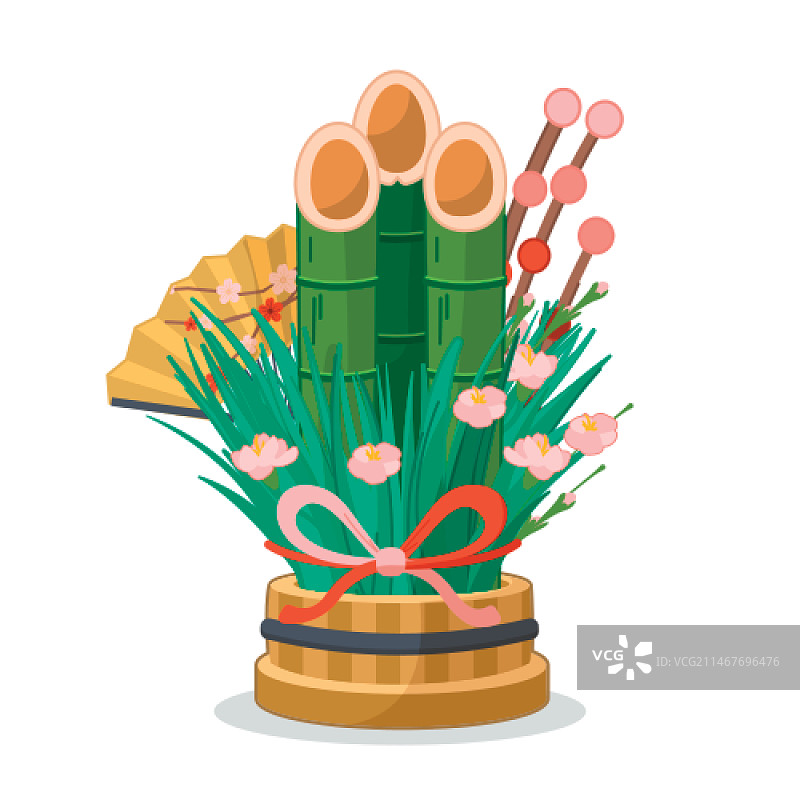 手绘门松装饰图片素材