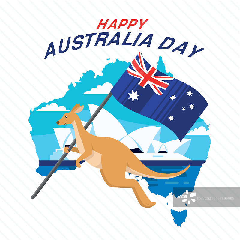 扁平风澳大利亚日插画图片素材