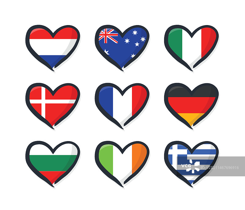 扁平风歌曲比赛心形旗帜合集图片素材