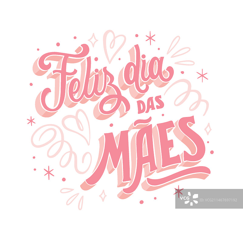 葡萄牙语手绘母亲节快乐字样图片素材