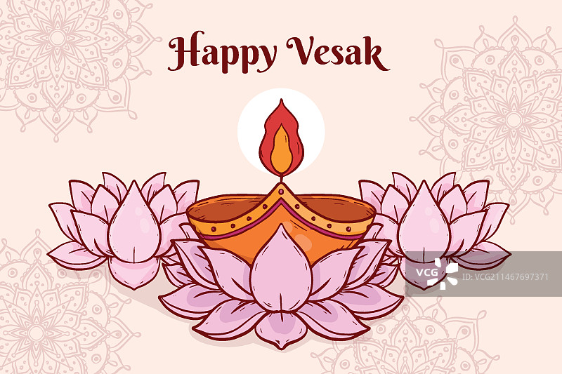 手绘卫塞节背景图片素材