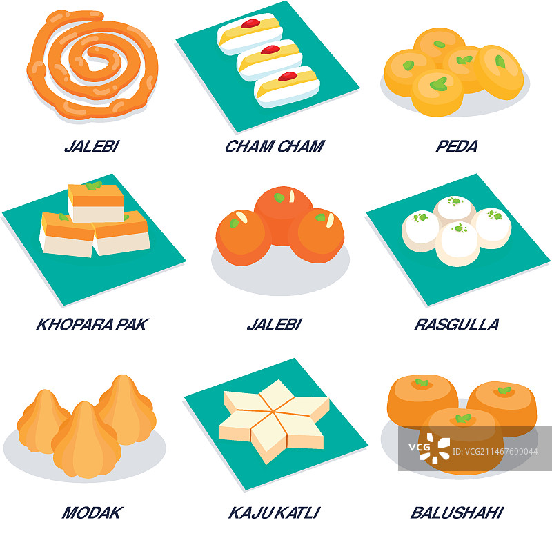手绘印度甜点合集图片素材