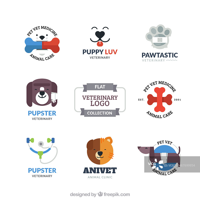 扁平风格的兽医logo图片素材