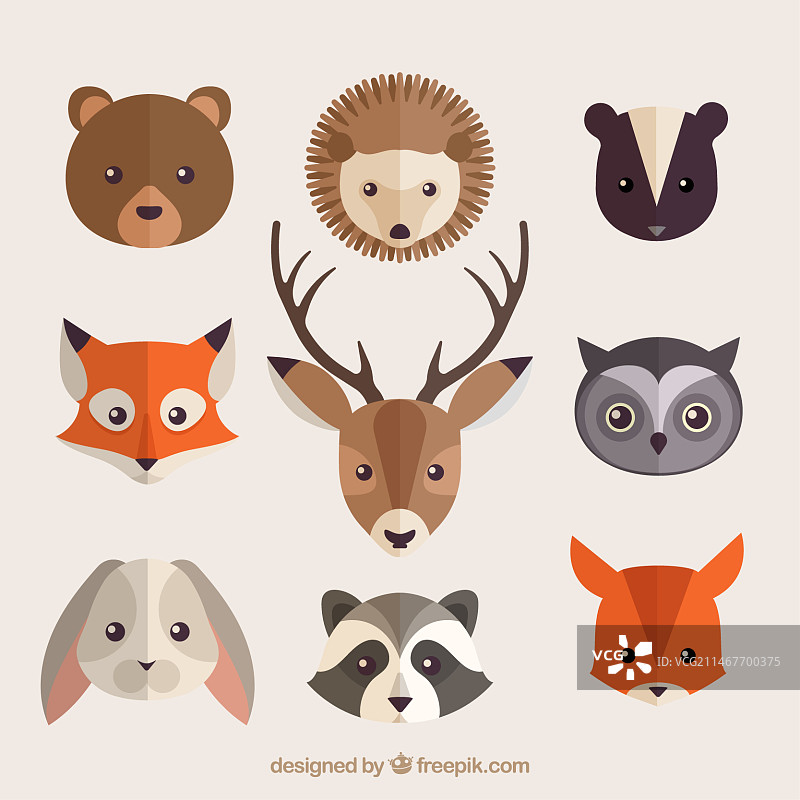 扁平风精美森林动物合集图片素材