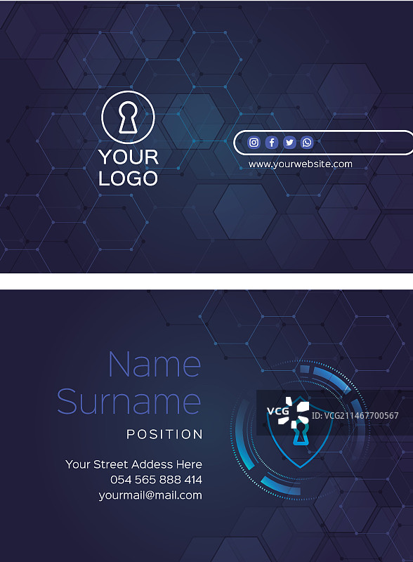 网络安全双面名片图片素材