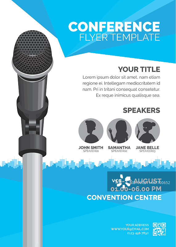 扁平风抽象商务会议宣传单模板图片素材