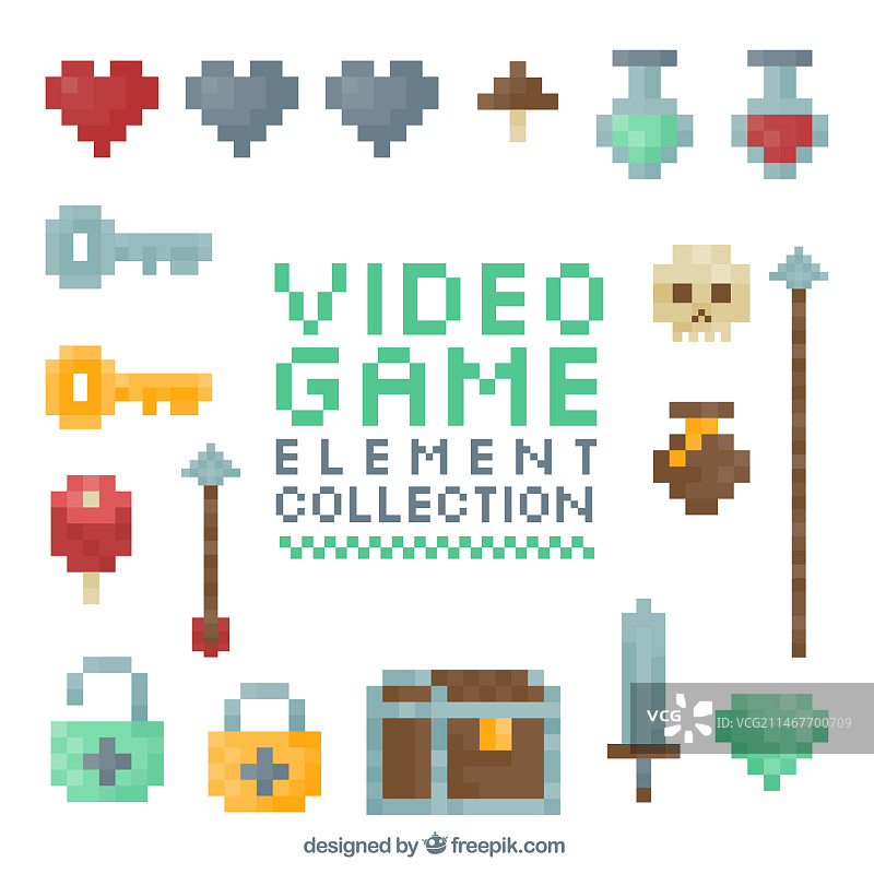 像素化电子游戏元素图片素材