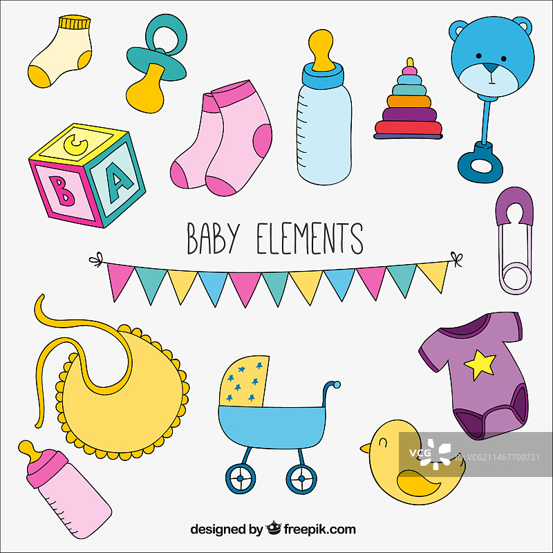 彩色婴儿元素合集图片素材