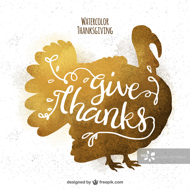 感恩节火鸡轮廓金色背景图片素材