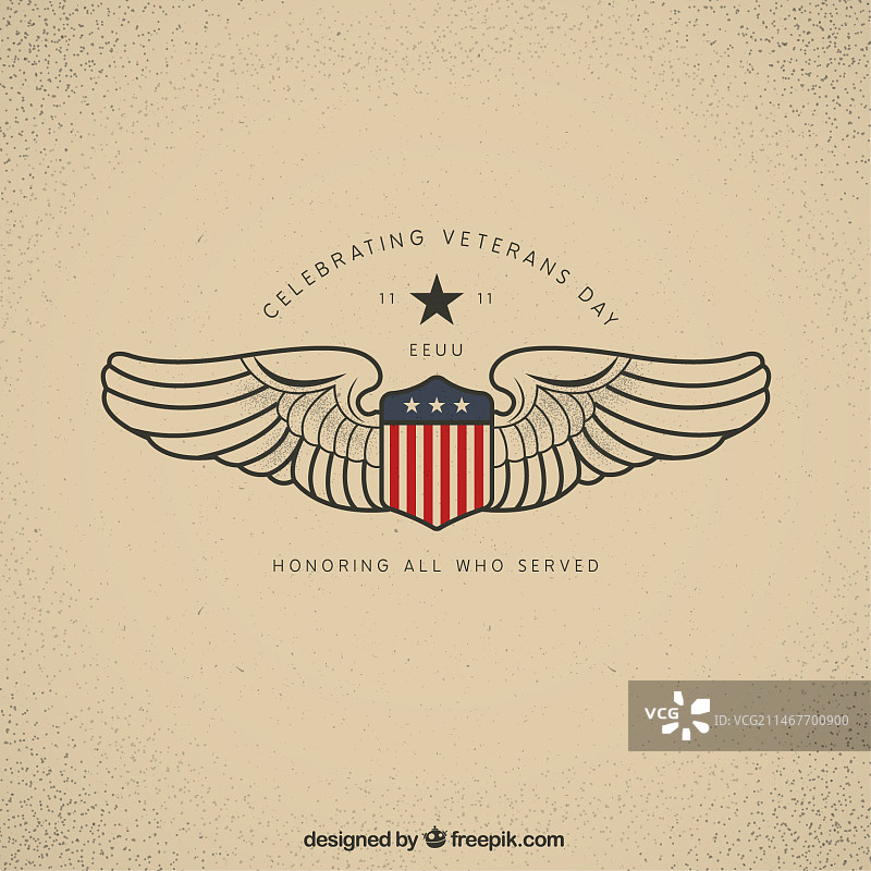 退伍军人日盾牌双翼背景图片素材