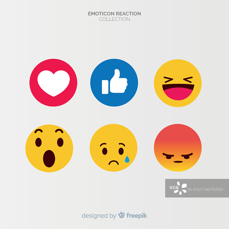 扁平表情符号反应合集图片素材