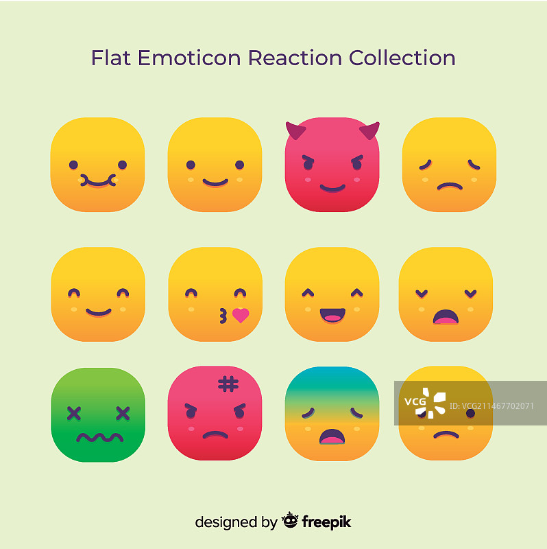 扁平表情符号反应合集图片素材