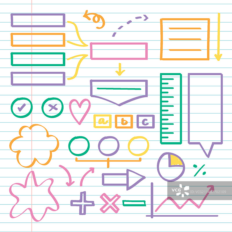 带彩色记号笔的学校信息图元素图片素材