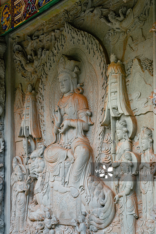 寺庙墙体佛像雕塑图片素材