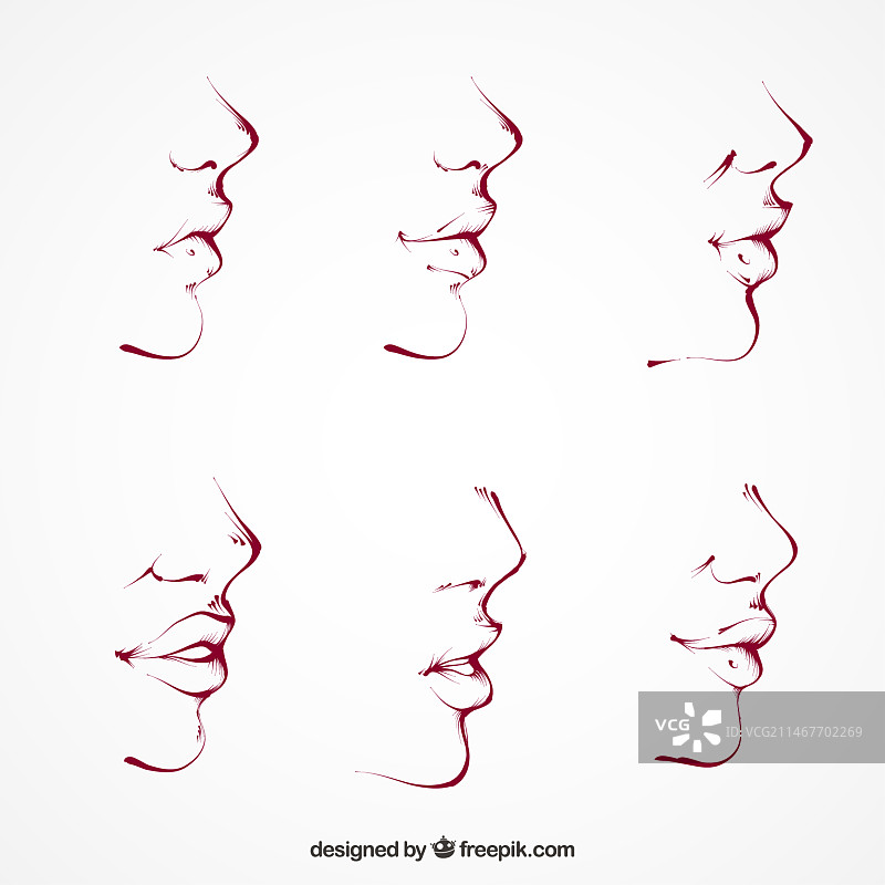 手绘精美人物侧写图片素材