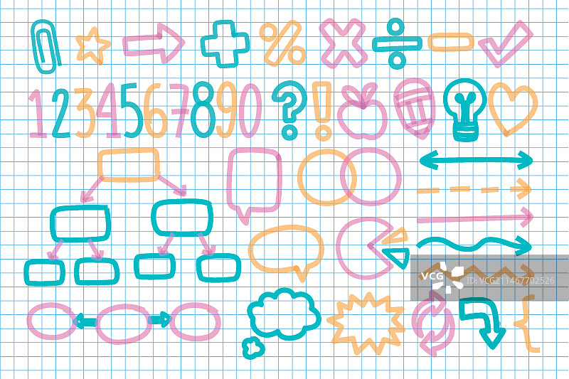 彩色标记笔绘制的学校信息图表元素图片素材