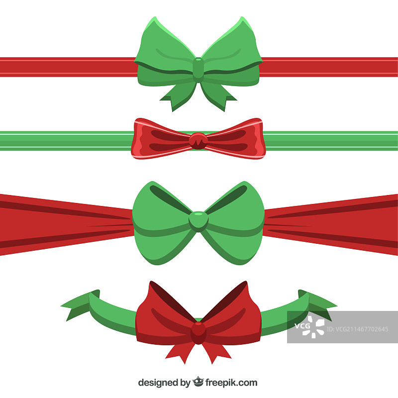 绿色和红色丝带合集图片素材