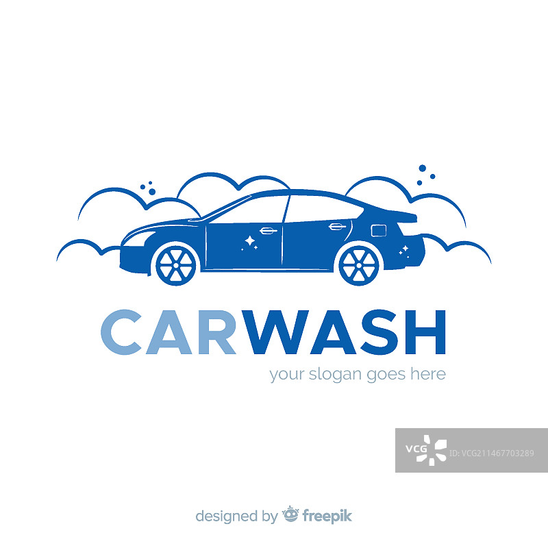 蓝色扁平洗车logo图片素材