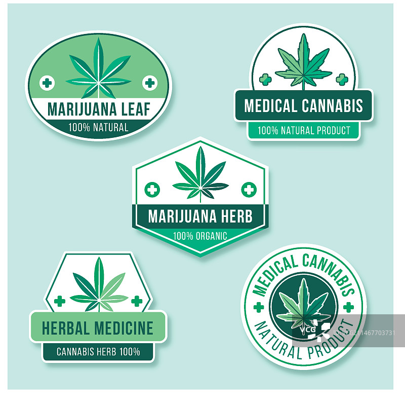 医用大麻徽章合集图片素材
