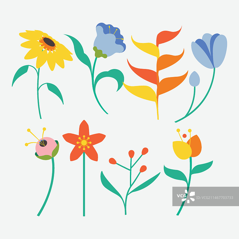 扁平风格花朵合集图片素材