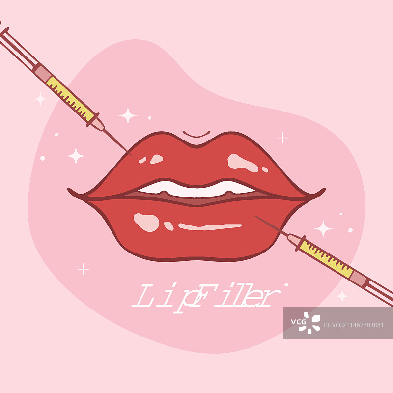 手绘丰唇插画图片素材