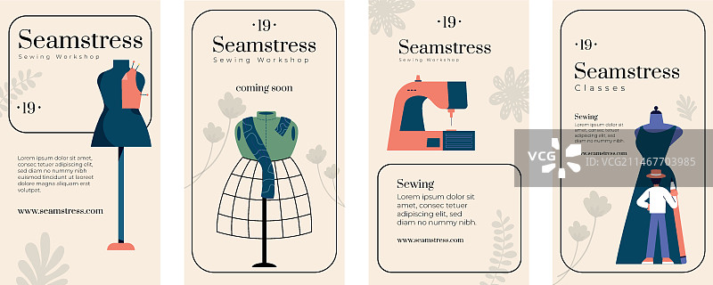 手绘女裁缝Instagram快拍图片素材