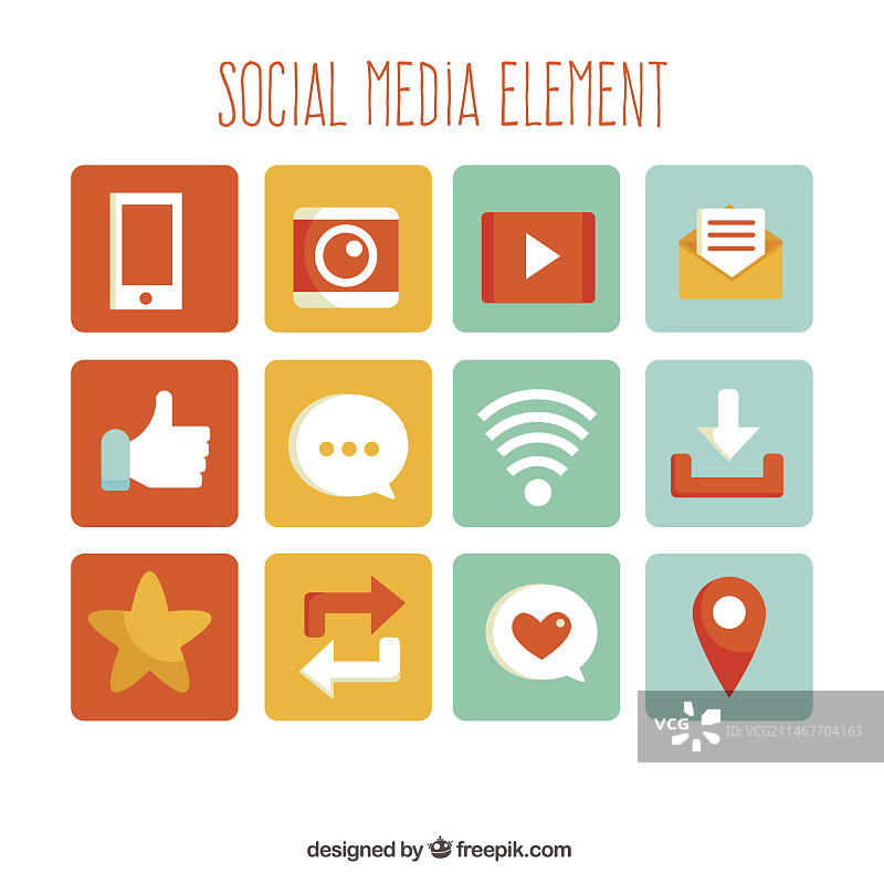 彩色社交媒体元素素材图片素材