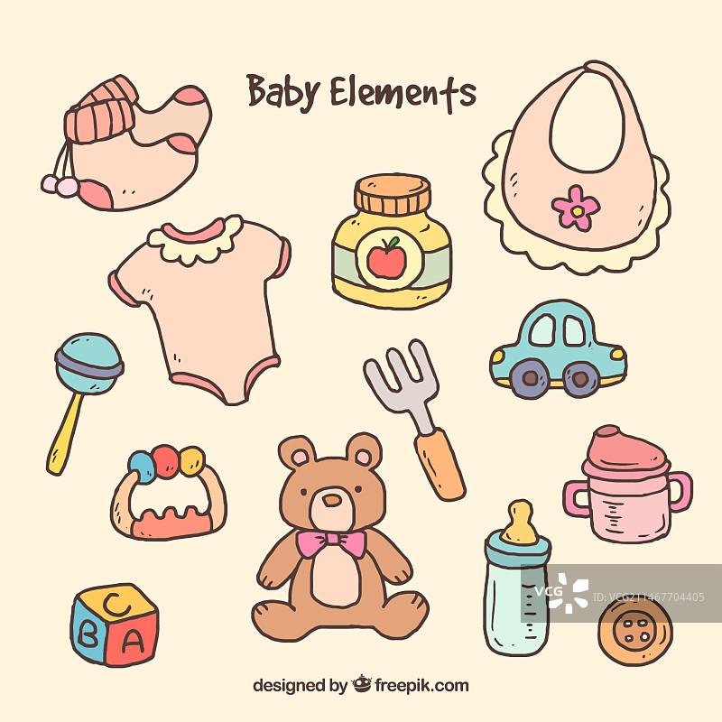 手绘婴儿元素图片素材