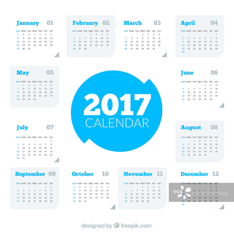 现代2017日历模板图片素材