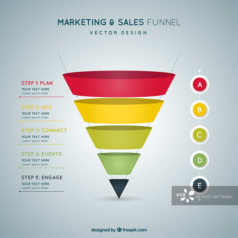 漏斗形扁平信息图表模板图片素材