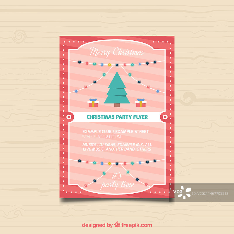 带圣诞树和装饰灯的宣传册模板图片素材