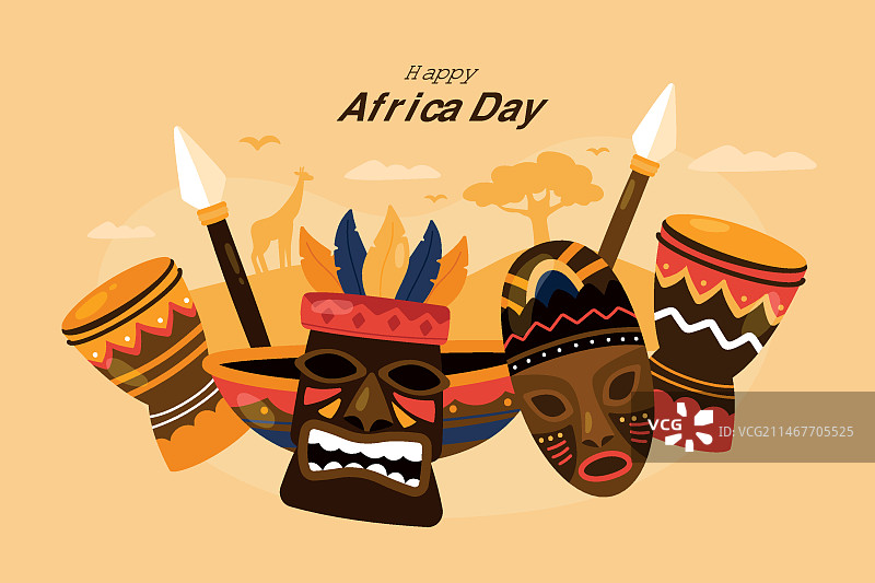 手绘非洲日背景图片素材