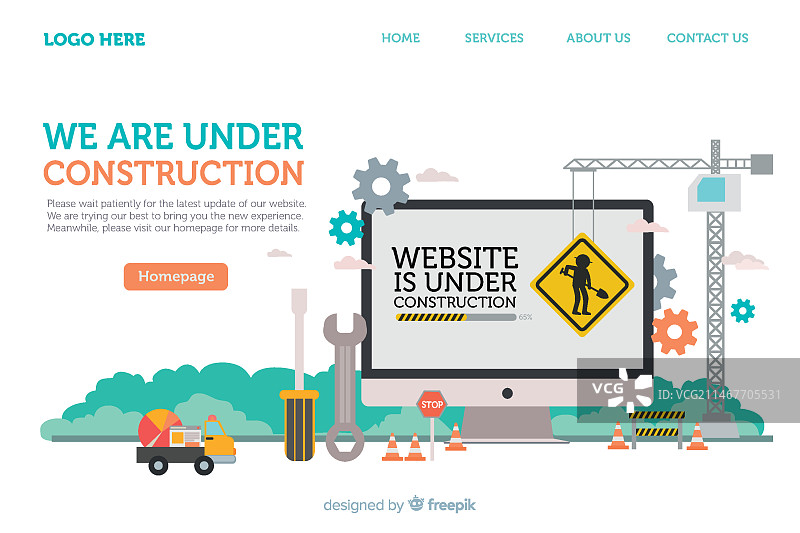 施工中着陆页模板图片素材